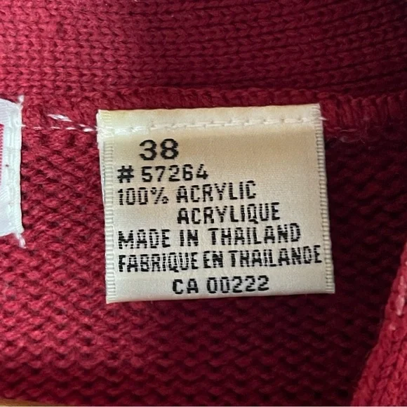 Vintage Oversized Slouchy Knit V Neck Cardigan Sweater Academia Burgandy Red - Picture 12 of 13